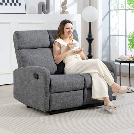 2-Sitzer-Liegesofa, verstellbare Rückenlehnen, grauer Stoff