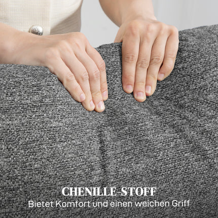 2-Sitzer-Liegesofa, verstellbare Rückenlehnen, grauer Stoff
