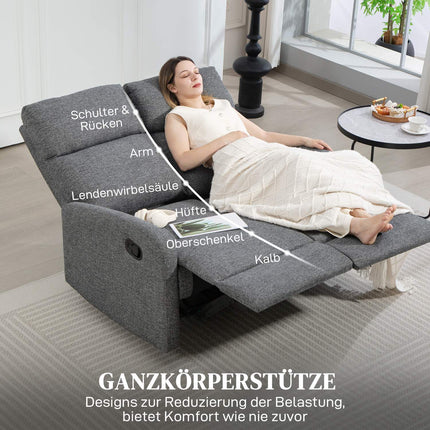 2-Sitzer-Liegesofa, verstellbare Rückenlehnen, grauer Stoff