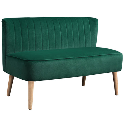 2-Sitzer Retro-Sofa, Dunkelgrün, Holzbeine, 117 cm