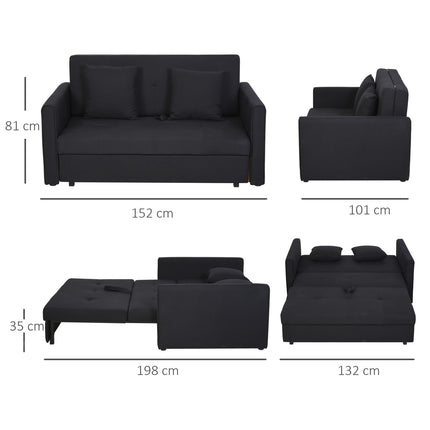 2-Sitzer Schlafsofa mit Stauraum und Polycotton-Kissen, grau