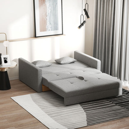 2-seater sofa bed with storage and back cushion, grey
