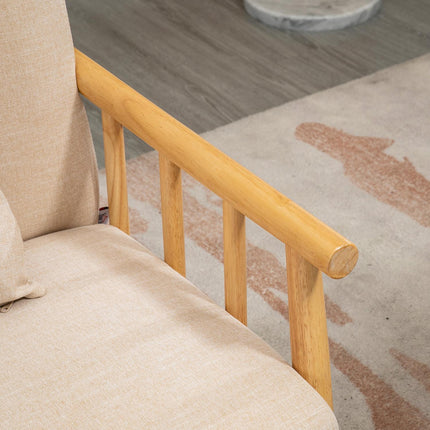 Beiges 2-Sitzer Sofa mit Kissen, Leinenoptik, kompakt