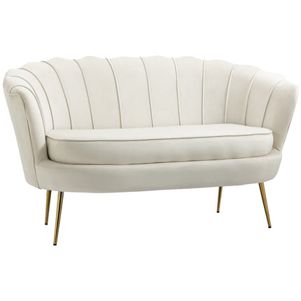 Samt-Loveseat, gepolstert, 2-Sitzer, Creme