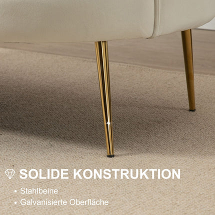 Samt-Loveseat, gepolstert, 2-Sitzer, Creme