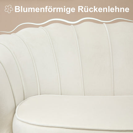 Samt-Loveseat, gepolstert, 2-Sitzer, Creme