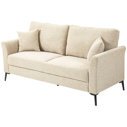2-Sitzer Leinensofa, Metallbeine, beiger Bezug
