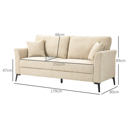 2-Sitzer Leinensofa, Metallbeine, beiger Bezug