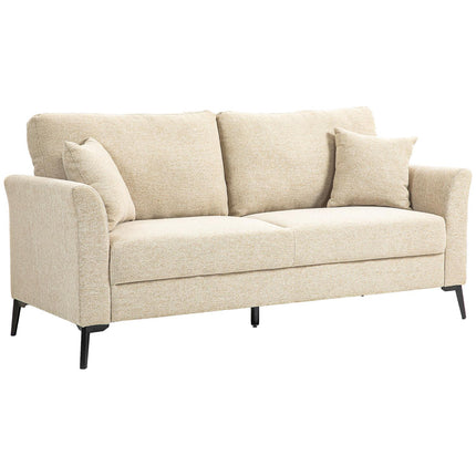 2-Sitzer Leinensofa, Metallbeine, beiger Bezug