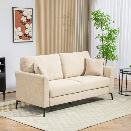 2-Sitzer Leinensofa, Metallbeine, beiger Bezug