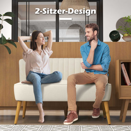 2-Sitzer-Sofa, Cremeweiß, weiche Polsterung, 220 kg Tragkraft