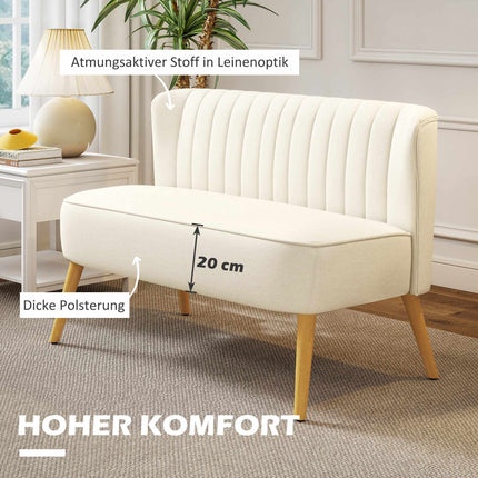 2-Sitzer-Sofa, Cremeweiß, weiche Polsterung, 220 kg Tragkraft