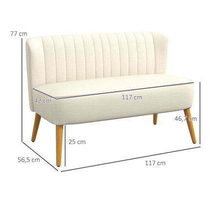 2-Sitzer-Sofa, Cremeweiß, weiche Polsterung, 220 kg Tragkraft