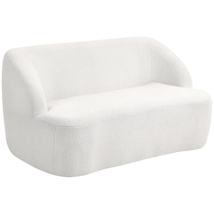 2-Sitzer-Sofa, geschwungenes Design, Fleece-Bezug, Cremeweiß