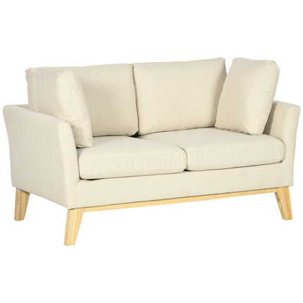 2-Sitzer-Sofa in Leinenoptik, gepolsterter Zweisitzer, beige