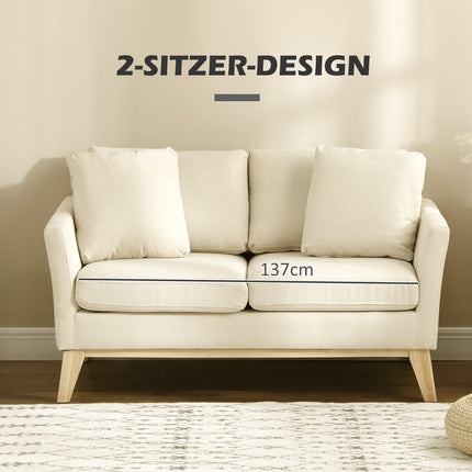 2-Sitzer-Sofa in Leinenoptik, gepolsterter Zweisitzer, beige
