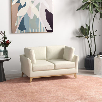 2-Sitzer-Sofa in Leinenoptik, gepolsterter Zweisitzer, beige