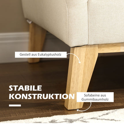 2-Sitzer-Sofa in Leinenoptik, gepolsterter Zweisitzer, beige
