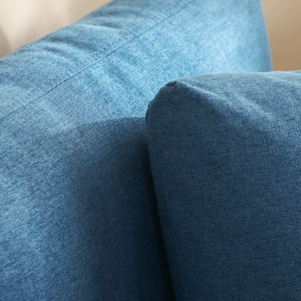 2-Sitzer-Sofa in Leinenoptik, gepolstert, Holzbeine, blau