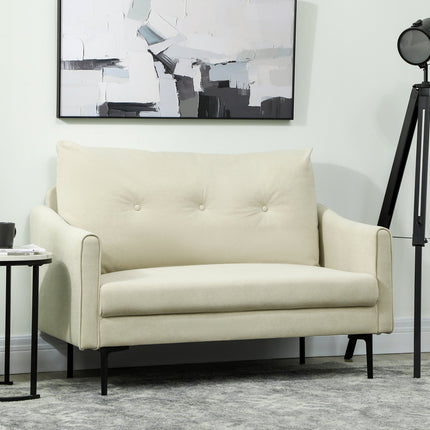 2-Seater Sofa, Foam Cushion, Fabric Cover, Cream White