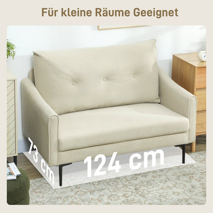 2-Seater Sofa, Foam Cushion, Fabric Cover, Cream White