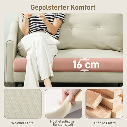 2-Seater Sofa, Foam Cushion, Fabric Cover, Cream White