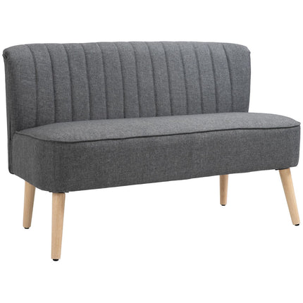 Dvoumístná pohovka, vzhled lnu, dřevěný rám, 117 cm, šedá