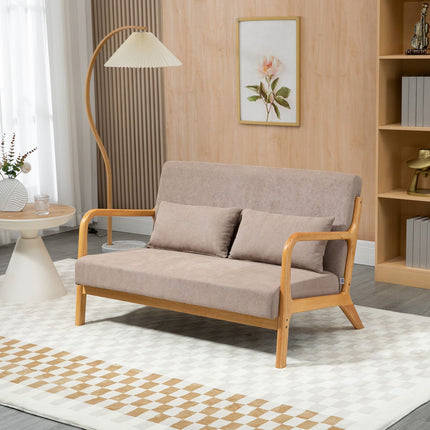 2-seater loveseat in velvet look with cushions, light grey