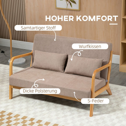 2-seater loveseat in velvet look with cushions, light grey