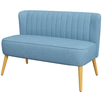 2-Sitzer Linne Loveseat, Holzbeine, blau, 150 kg Tragfähigkeit