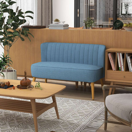 2-Sitzer Linne Loveseat, Holzbeine, blau, 150 kg Tragfähigkeit