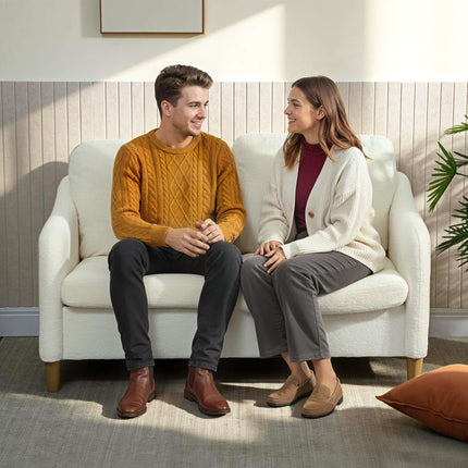 2-Seater Sofa, Sherpa Fleece, 137 cm, Cream White
