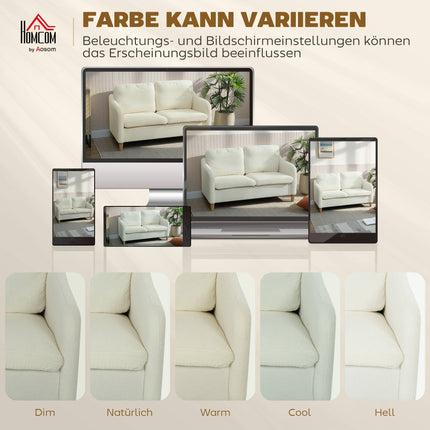 2-Seater Sofa, Sherpa Fleece, 137 cm, Cream White
