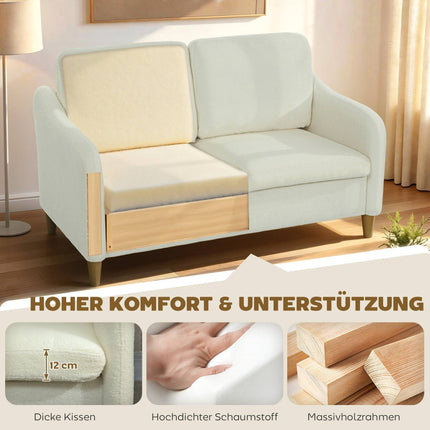 2-Seater Sofa, Sherpa Fleece, 137 cm, Cream White
