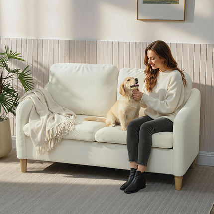 2-Seater Sofa, Sherpa Fleece, 137 cm, Cream White