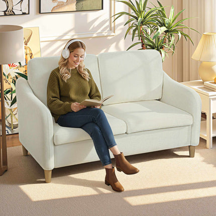2-Seater Sofa, Sherpa Fleece, 137 cm, Cream White