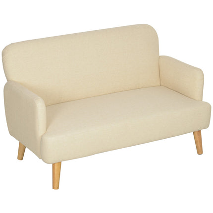 Kleines Samtsofa, Holzbeine, creme, 2-Sitzer für Wohnzimmer