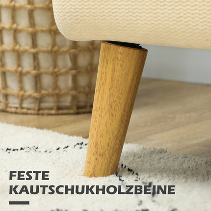 Kleines Samtsofa, Holzbeine, creme, 2-Sitzer für Wohnzimmer
