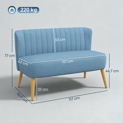 2-Sitzer Sofa, weiche Polsterung, pflegeleichter Bezug, Blau