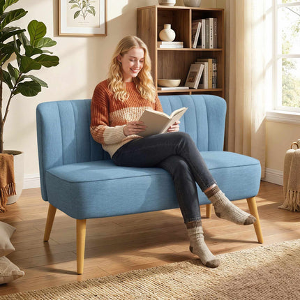2-Sitzer Sofa, weiche Polsterung, pflegeleichter Bezug, Blau