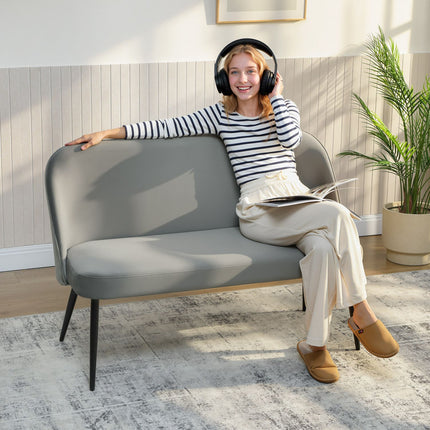 2-Sitzer Sofa, Samtbezug, Metall- und Holzrahmen, Grau