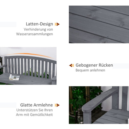2-Seater Wooden Garden Bench, Weatherproof, 240kg Capacity