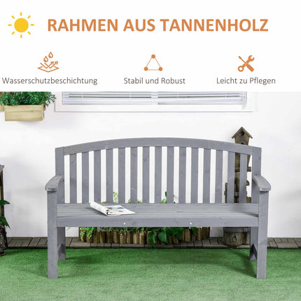 2-Seater Wooden Garden Bench, Weatherproof, 240kg Capacity