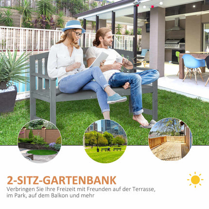 2-Seater Wooden Garden Bench, Weatherproof, 240kg Capacity