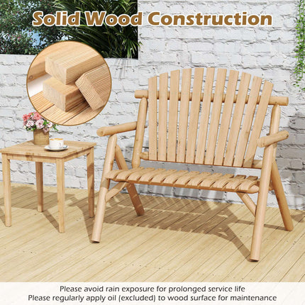2-Seater Wooden Garden Bench with Armrests, 300kg Capacity