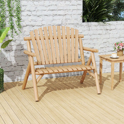 2-Seater Wooden Garden Bench with Armrests, 300kg Capacity