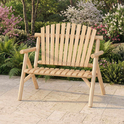 2-Seater Wooden Garden Bench with Armrests, 300kg Capacity