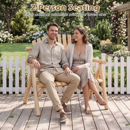 2-Seater Wooden Garden Bench with Armrests, 300kg Capacity