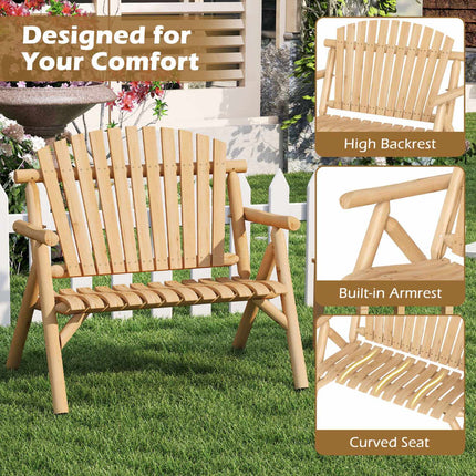 2-Seater Wooden Garden Bench with Armrests, 300kg Capacity