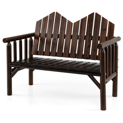 2-Seater Wooden Garden Bench with Slatted Seat, Brown